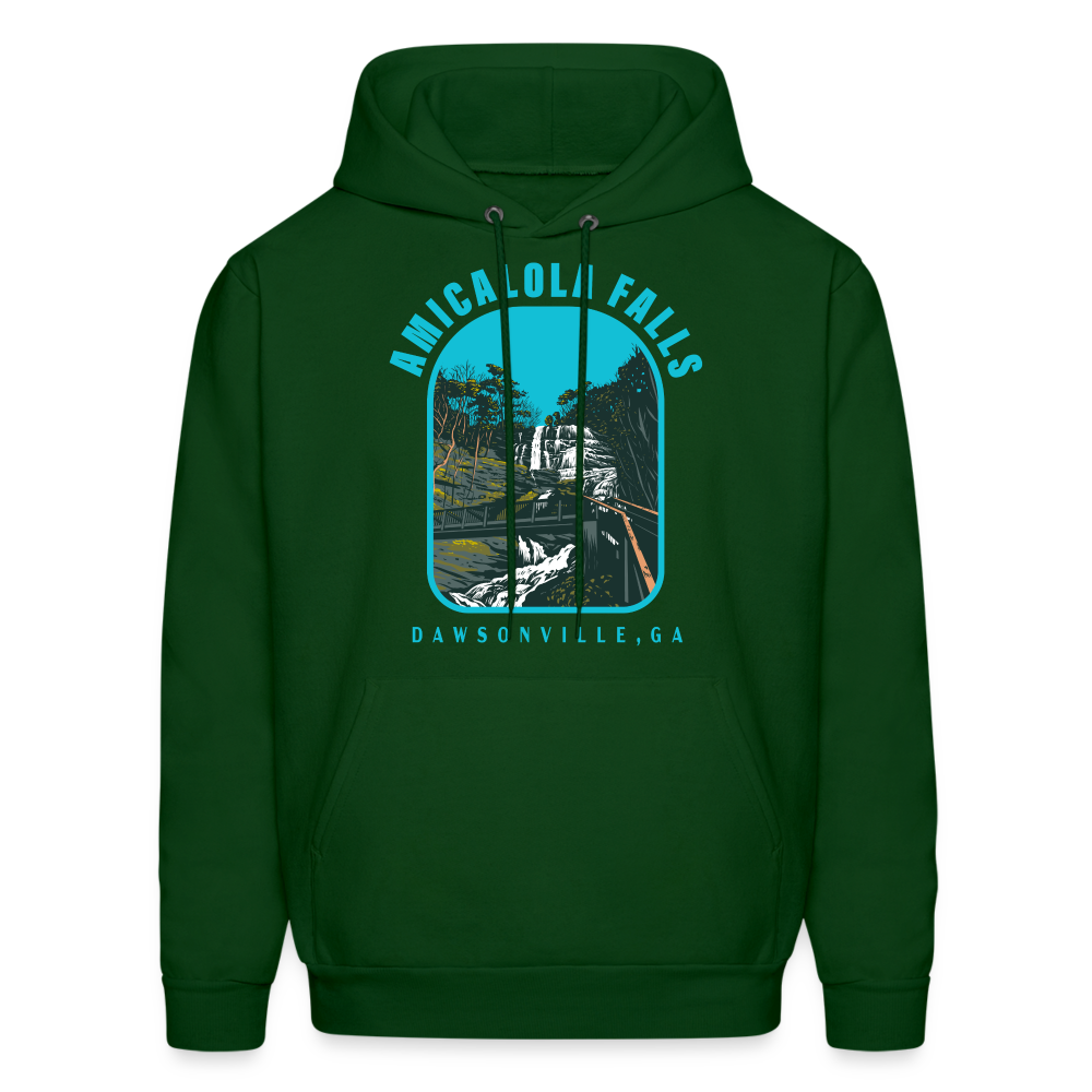 Amicalola Falls WPA Style Men's Hoodie - forest green