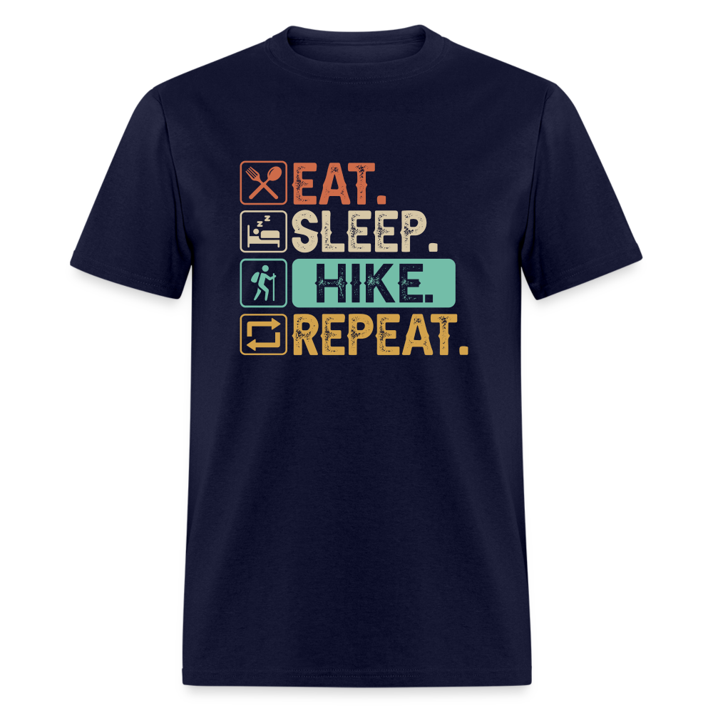 Eat Sleep Hike Repeat Unisex Classic T-Shirt - navy