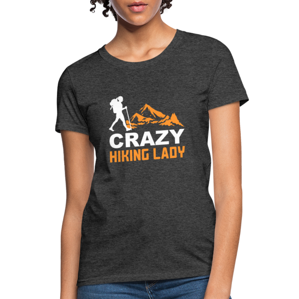 Crazy Hiking Lady Women's T-Shirt - heather black